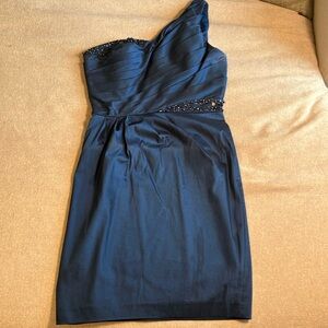 Adrianna Papell Blue One-Shoulder Dress